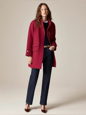 NEW Toscana coat in Italian stadium-cloth wool blend in Crimson Rouge CE180 2